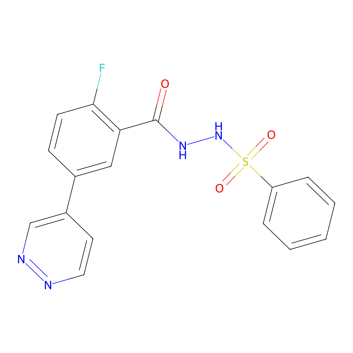 2-Fluoro-N'-(phenylsulfonyl)-5-(4-pyridazinyl)benzohydrazide molecular structure, CAS 2055397-88-9