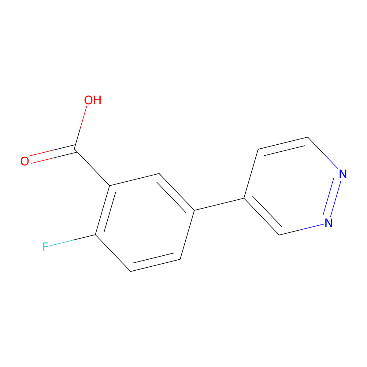 2-Fluoro-5-(pyridazin-4-yl)benzoic acid molecular structure, CAS 2055398-39-3