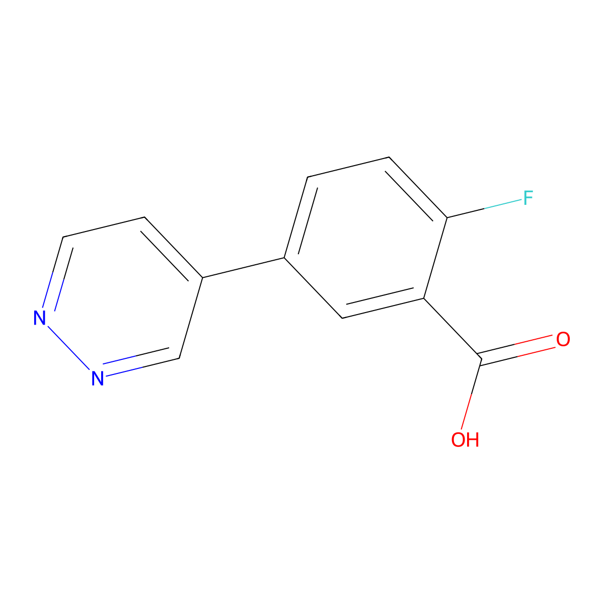 2-Fluoro-5-(pyridazin-4-yl)benzoic acid molecular structure, CAS 2055398-39-3