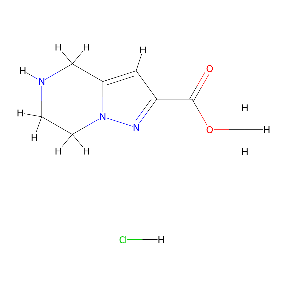 methyl 4H,5H,6H,7H-pyrazolo[1,5-a]pyrazine-2-carboxylate hydrochloride molecular structure, CAS 2055405-85-9