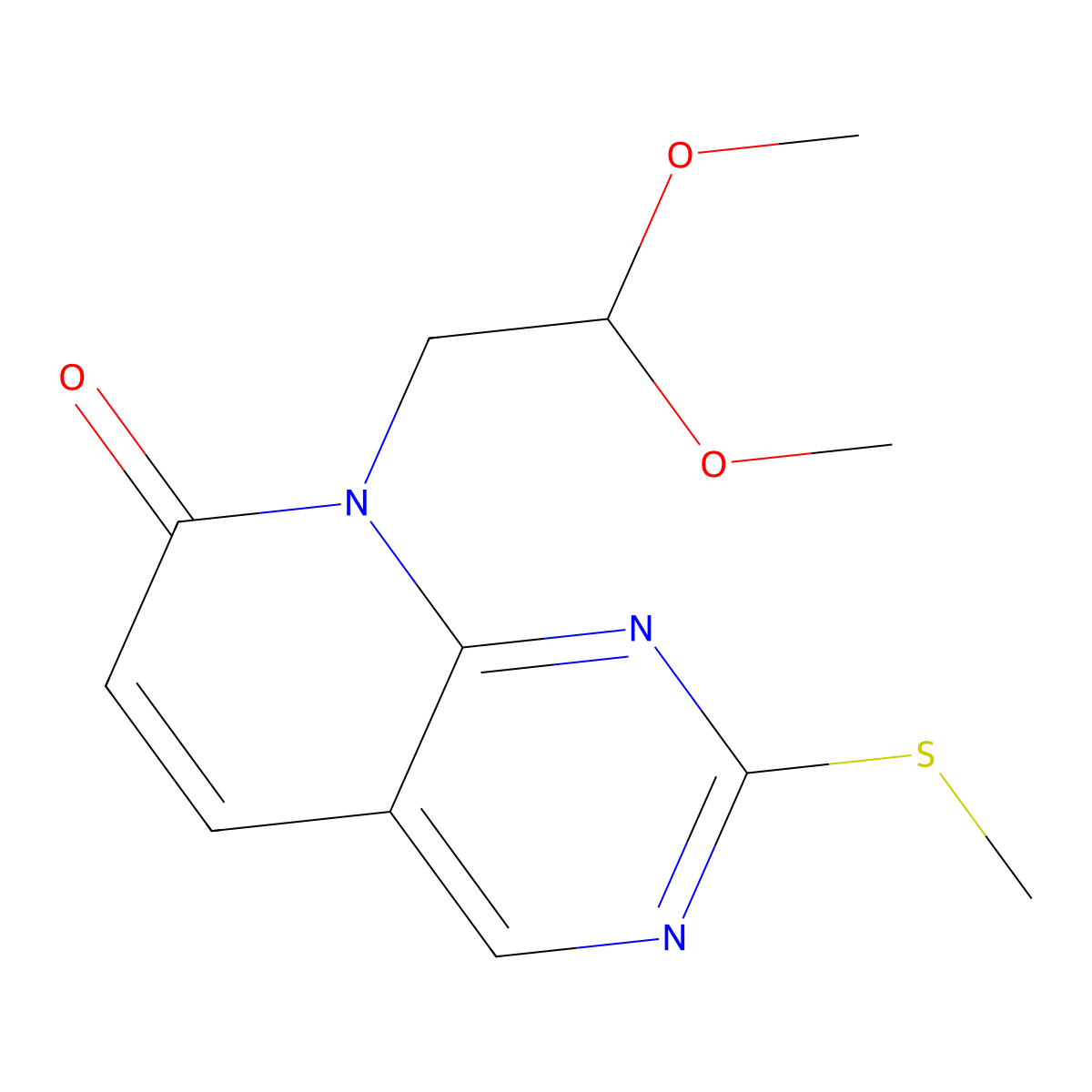 8-(2,2-Dimethoxyethyl)-2-(methylthio)pyrido[2,3-D]pyrimidin-7(8H)-one molecular structure, CAS 2055462-81-0