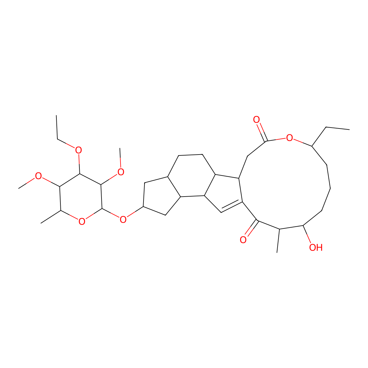 2-[(6-deoxy-3-O-ethyl-2,4-di-O-methyl-alpha-L-mannopyranosyl)oxy]-9-ethyl-2R,3,3aR,4,5,5aR,5bS,6,9S,10,11,12,13S,14R,16aS,16bR-hexadecahydro-13-hydroxy-14-methyl-1H-as-indaceno[3,2-d]oxacyclododecin-7,15-dione molecular structure, CAS 2055494-09-0