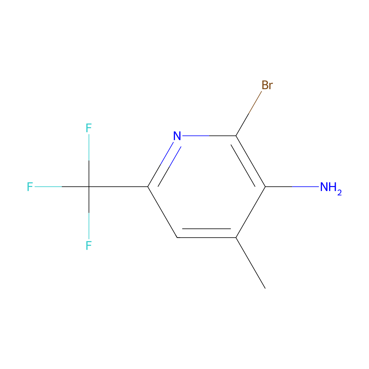 2-Bromo-4-methyl-6-(trifluoromethyl)pyridin-3-amine molecular structure, CAS 2055497-17-9