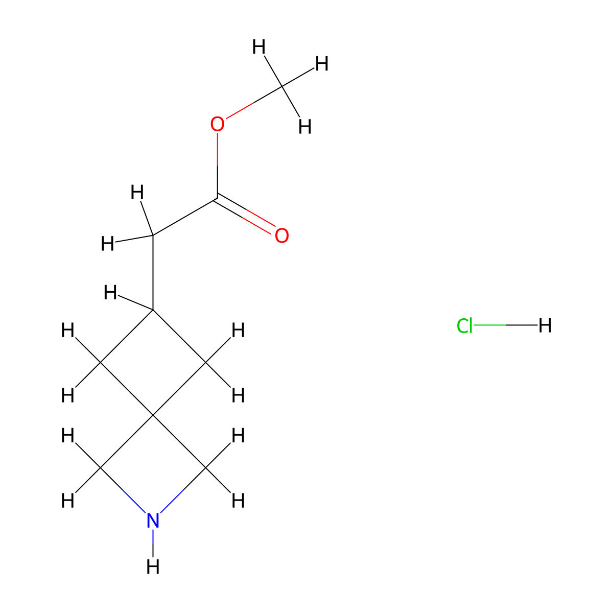 Methyl 2-(2-azaspiro[3.3]heptan-6-YL)acetate hydrochloride molecular structure, CAS 2055497-45-3
