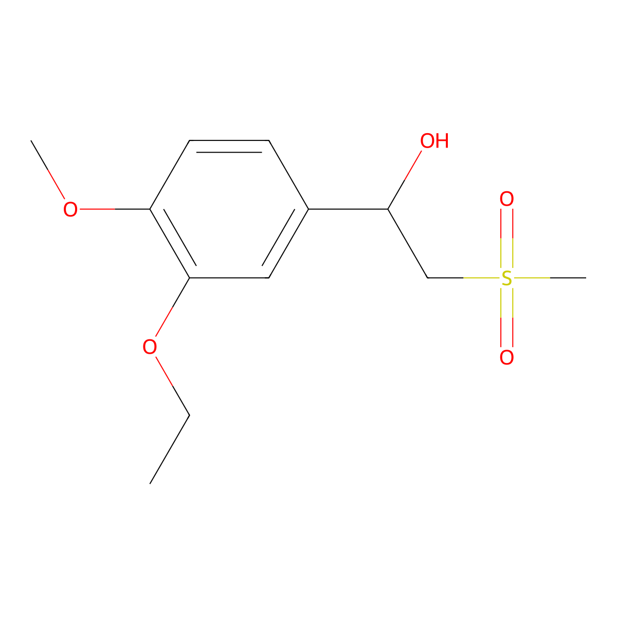 1-(3-Ethoxy-4-methoxyphenyl)-2-(methylsulfonyl)ethanol molecular structure, CAS 2055542-18-0
