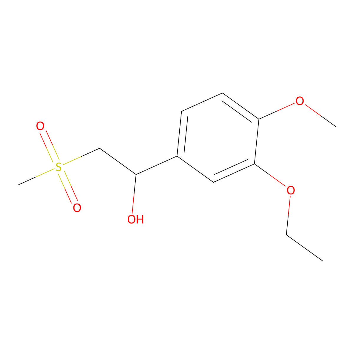 1-(3-Ethoxy-4-methoxyphenyl)-2-(methylsulfonyl)ethanol molecular structure, CAS 2055542-18-0