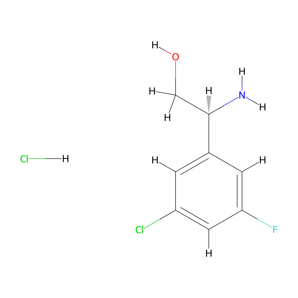 (2S)-2-amino-2-(3-chloro-5-fluorophenyl)ethanol hydrochloride molecular structure, CAS 2055576-85-5