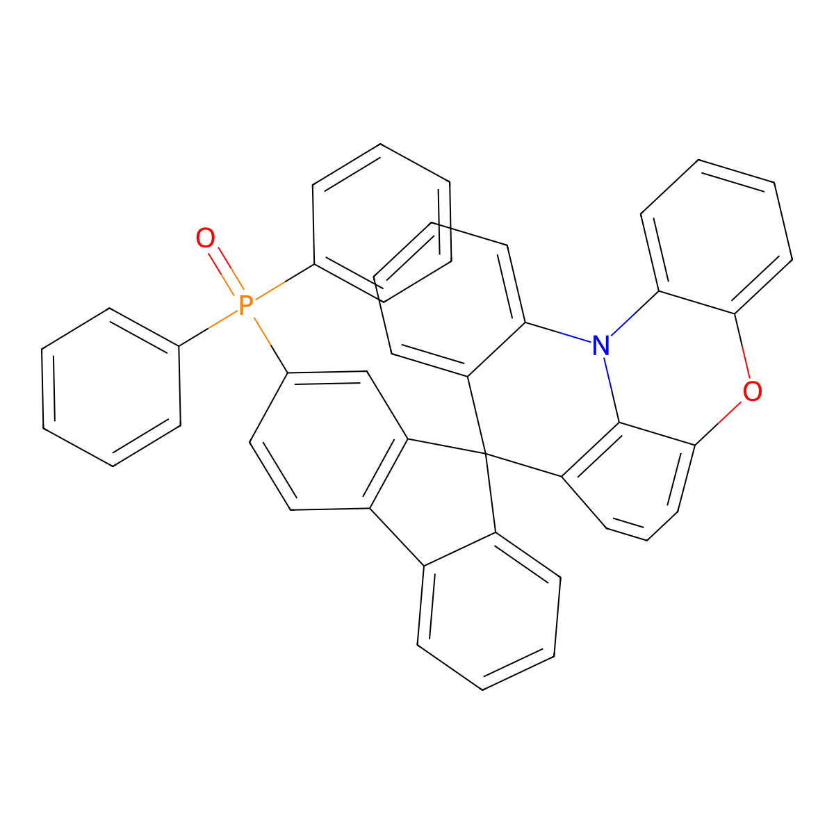 Diphenyl(spiro[fluorene-9,9'-quinolino[3,2,1-kl]phenoxazin]-2-yl)phosphine oxide molecular structure, CAS 2055589-19-8