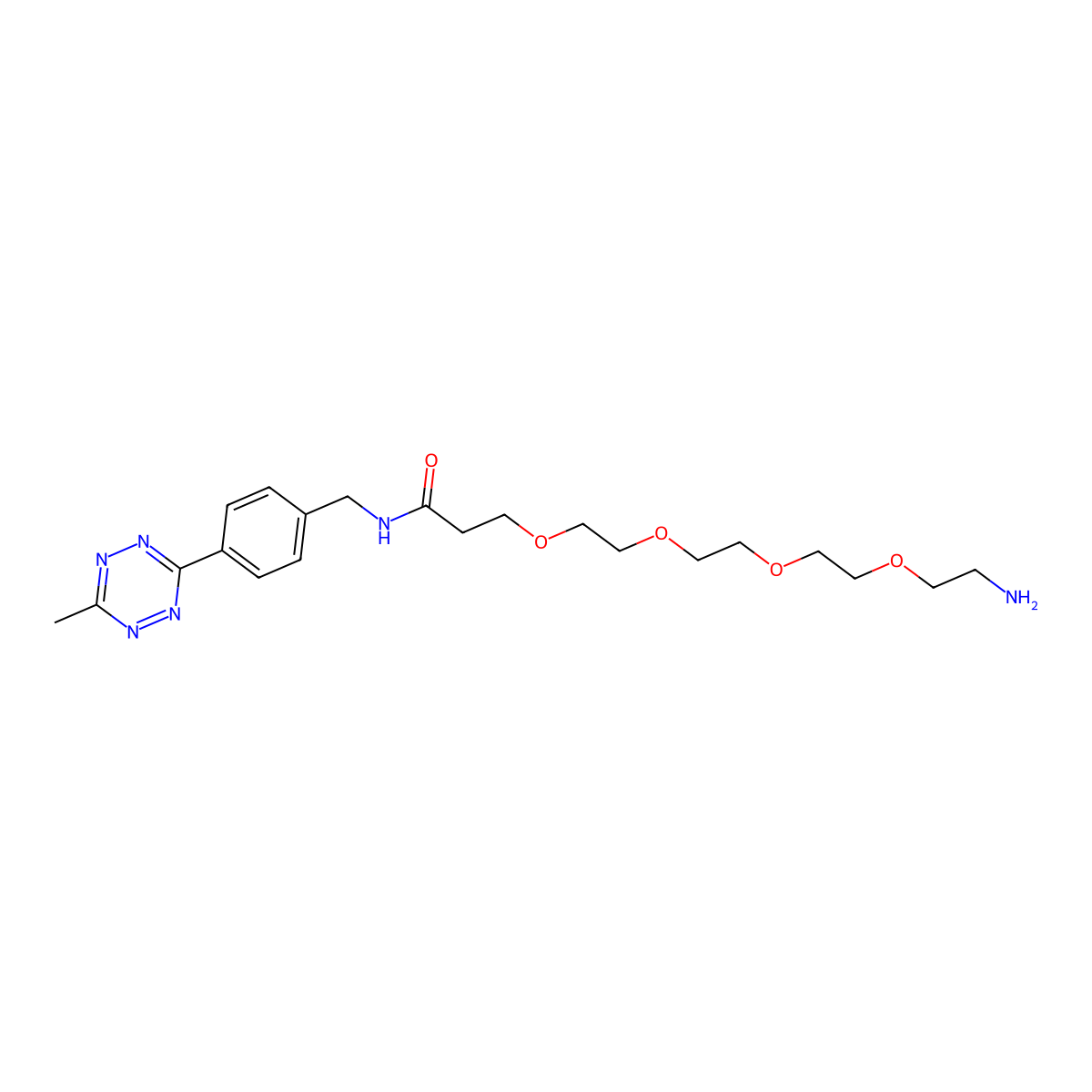 Methyltetrazine-amino-PEG4-amine molecular structure, CAS 2055646-21-2