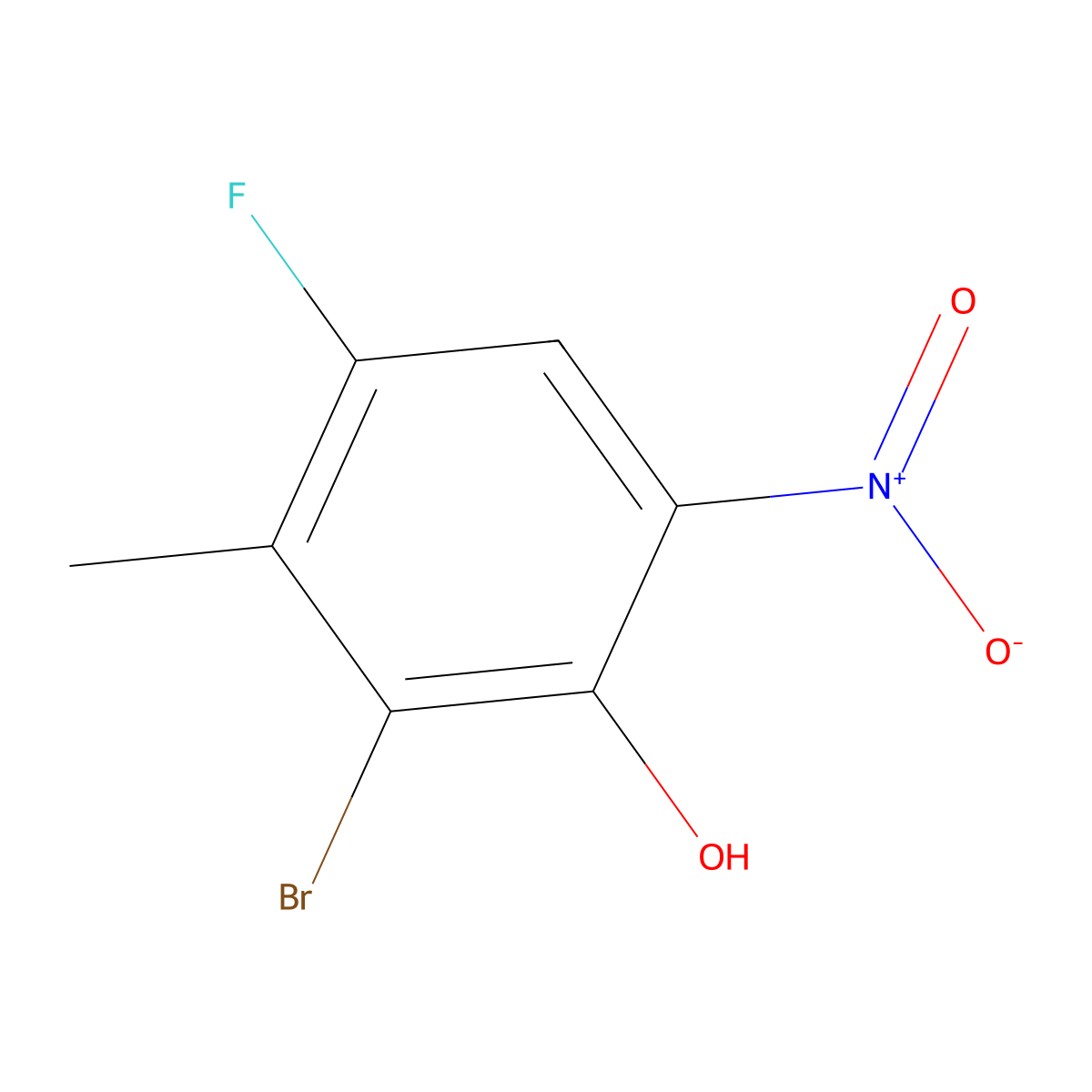 2-Bromo-4-fluoro-3-methyl-6-nitrophenol molecular structure, CAS 2055699-04-0