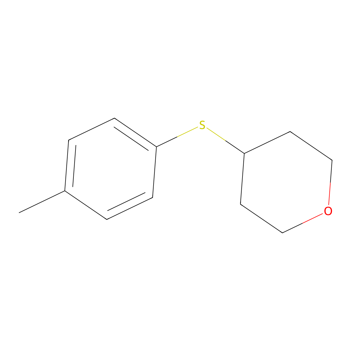 4-[(4-Methylphenyl)sulfanyl]oxane molecular structure, CAS 2055751-21-6
