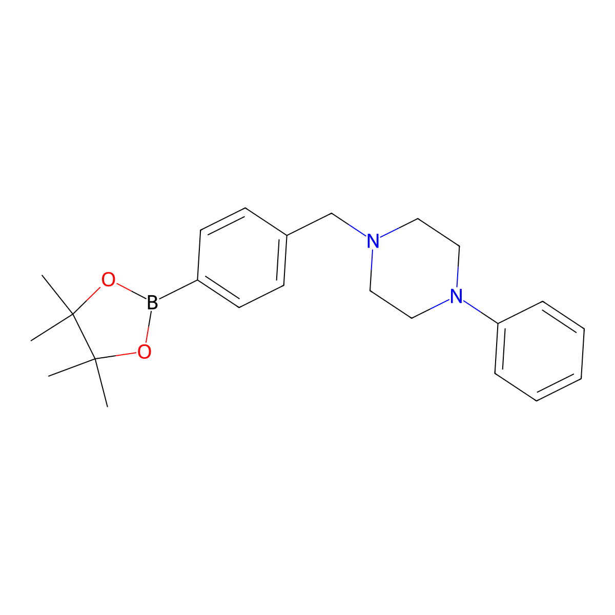 1-Phenyl-4-[4-(4,4,5,5-tetramethyl-[1,3,2]dioxaborolan-2-yl)-benzyl]-piperazine molecular structure, CAS 2055752-24-2