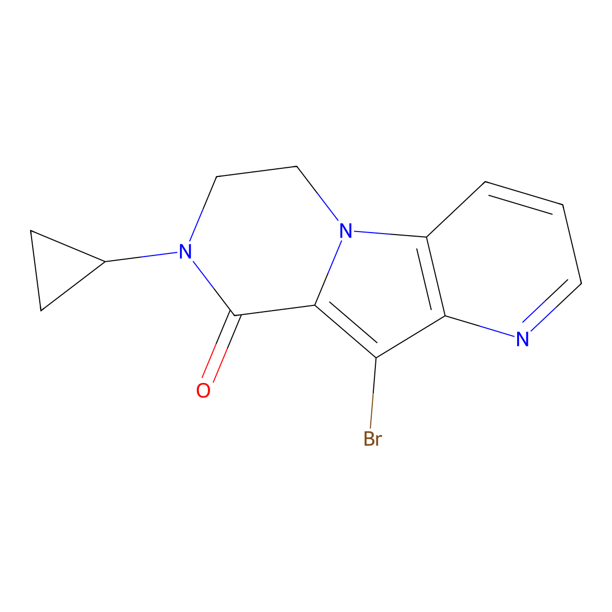 10-Bromo-8-cyclopropyl-7,8-dihydropyrido[2',3':4,5]pyrrolo[1,2-a]pyrazin-9(6H)-one molecular structure, CAS 2055777-37-0