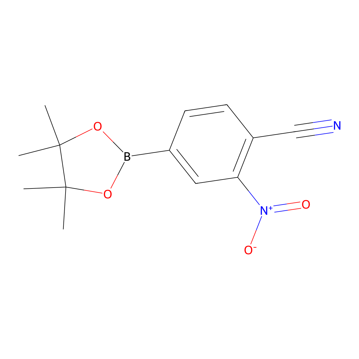 2-Nitro-4-(tetramethyl-1,3,2-dioxaborolan-2-yl)benzonitrile molecular structure, CAS 2055777-49-4