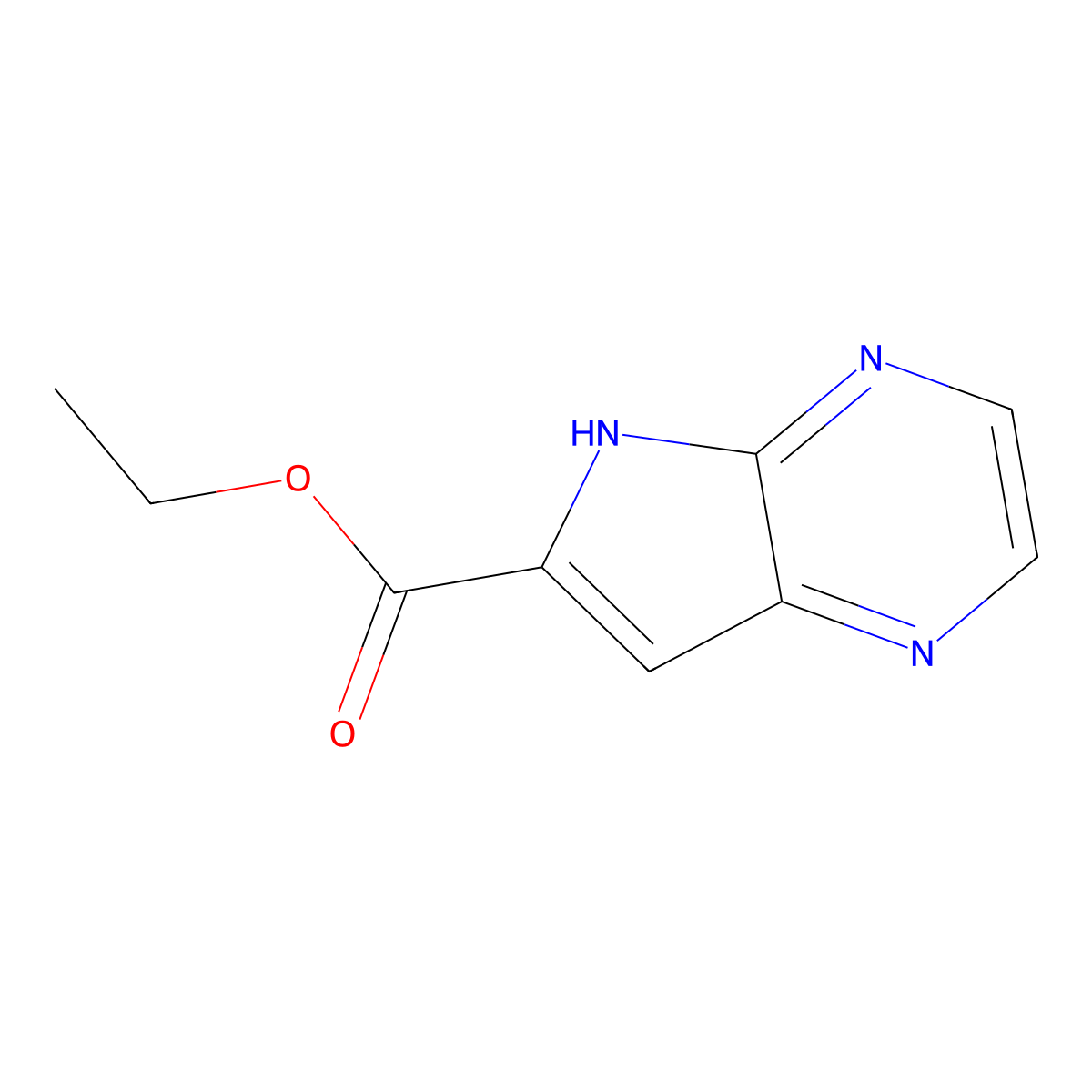 Ethyl 5H-pyrrolo[2,3-b]pyrazine-6-carboxylate molecular structure, CAS 2055777-71-2