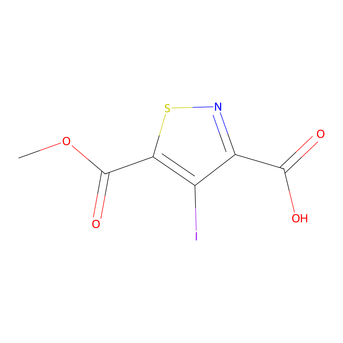 4-Iodo-5-(methoxycarbonyl)-1,2-thiazole-3-carboxylic acid molecular structure, CAS 2055779-20-7