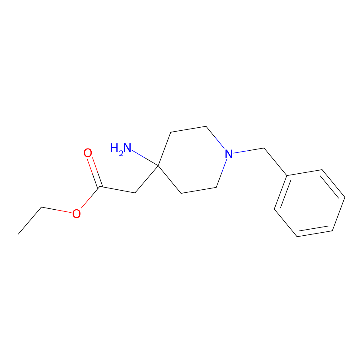 Ethyl 2-(4-amino-1-benzylpiperidin-4-yl)acetate molecular structure, CAS 2055839-81-9