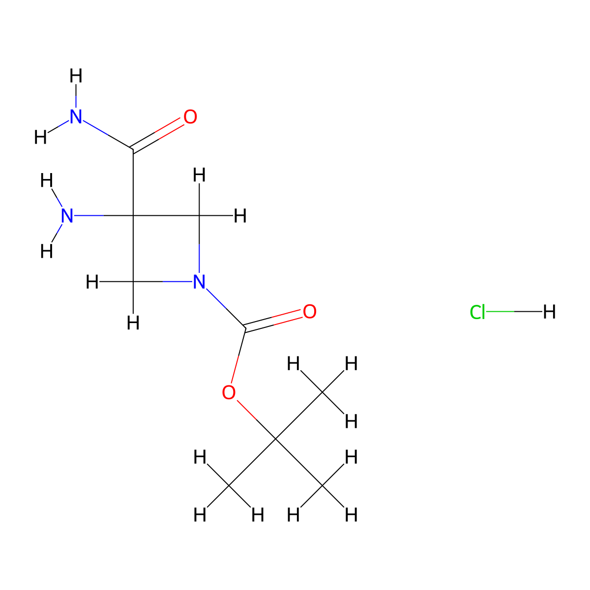 Tert-butyl 3-amino-3-carbamoylazetidine-1-carboxylate hydrochloride molecular structure, CAS 2055839-99-9