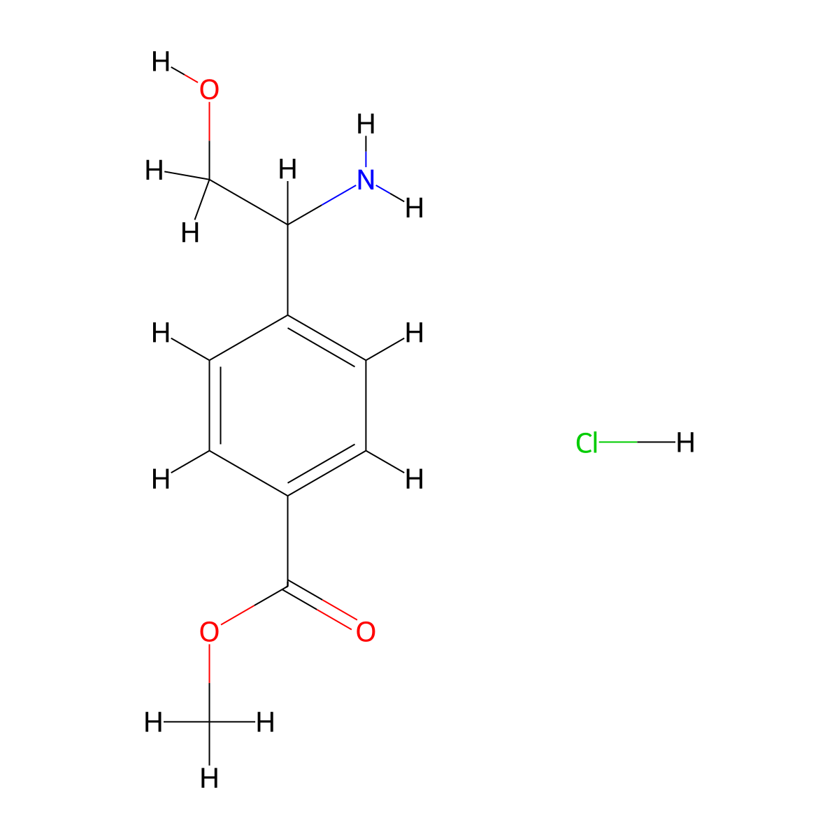 Methyl 4-(1-amino-2-hydroxyethyl)benzoate HCl molecular structure, CAS 2055840-04-3