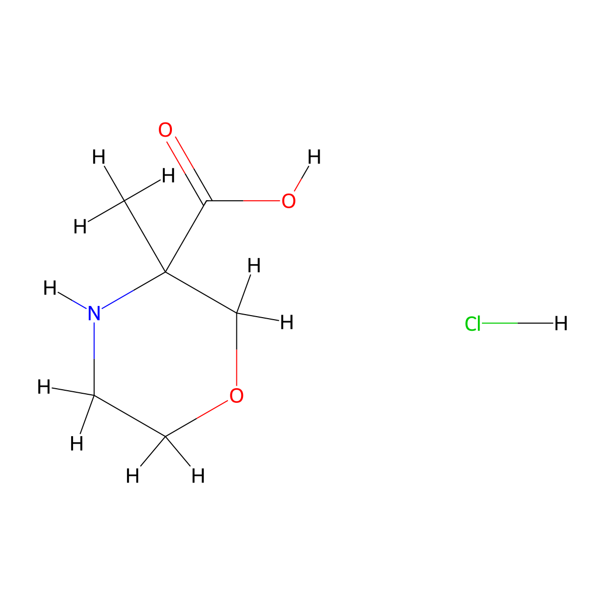 3-Methylmorpholine-3-carboxylic acid HCl molecular structure, CAS 2055840-08-7