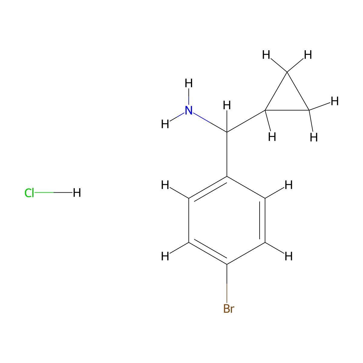 (4-Bromophenyl)(cyclopropyl)methanamine hydrochloride molecular structure, CAS 2055840-36-1