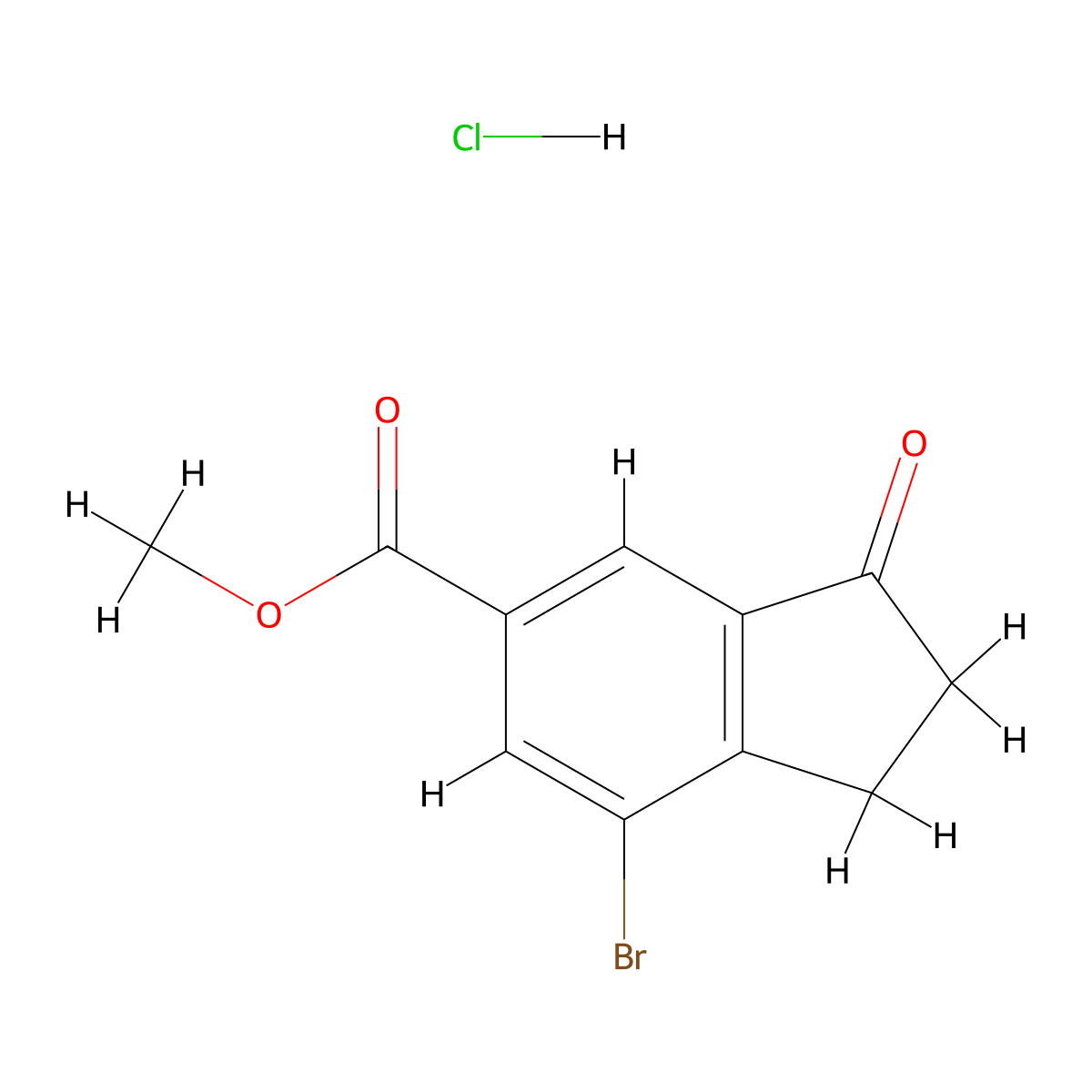 Methyl 7-bromo-3-oxo-2,3-dihydro-1H-indene-5-carboxylate HCl molecular structure, CAS 2055840-38-3