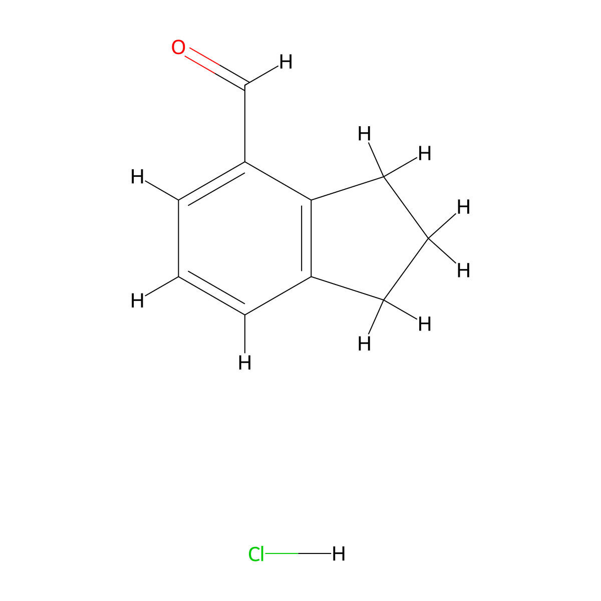 2,3-Dihydro-1H-indene-4-carbaldehyde HCl molecular structure, CAS 2055840-50-9