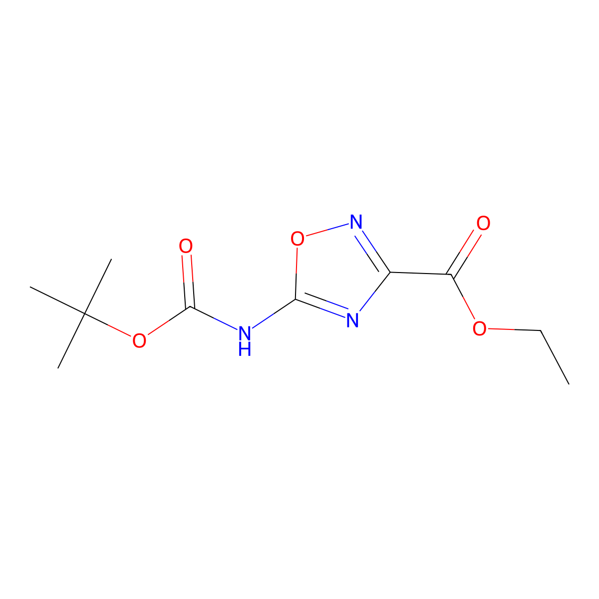 Ethyl 5-((tert-butoxycarbonyl)amino)-1,2,4-oxadiazole-3-carboxylate molecular structure, CAS 2055840-64-5