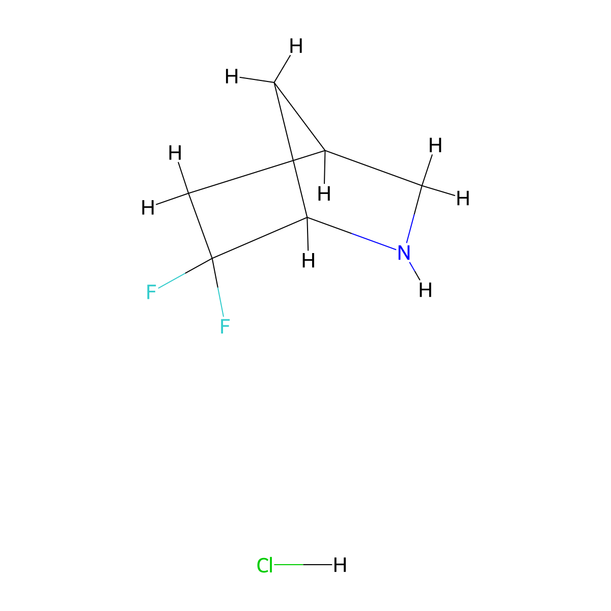 6,6-Difluoro-2-azabicyclo(2.2.1)heptane hydrochloride molecular structure, CAS 2055840-65-6