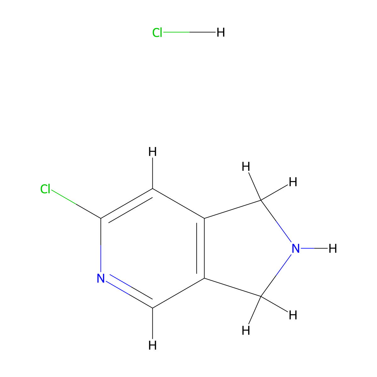 6-chloro-1H,2H,3H-pyrrolo(3,4-c)pyridine hydrochloride molecular structure, CAS 2055840-67-8