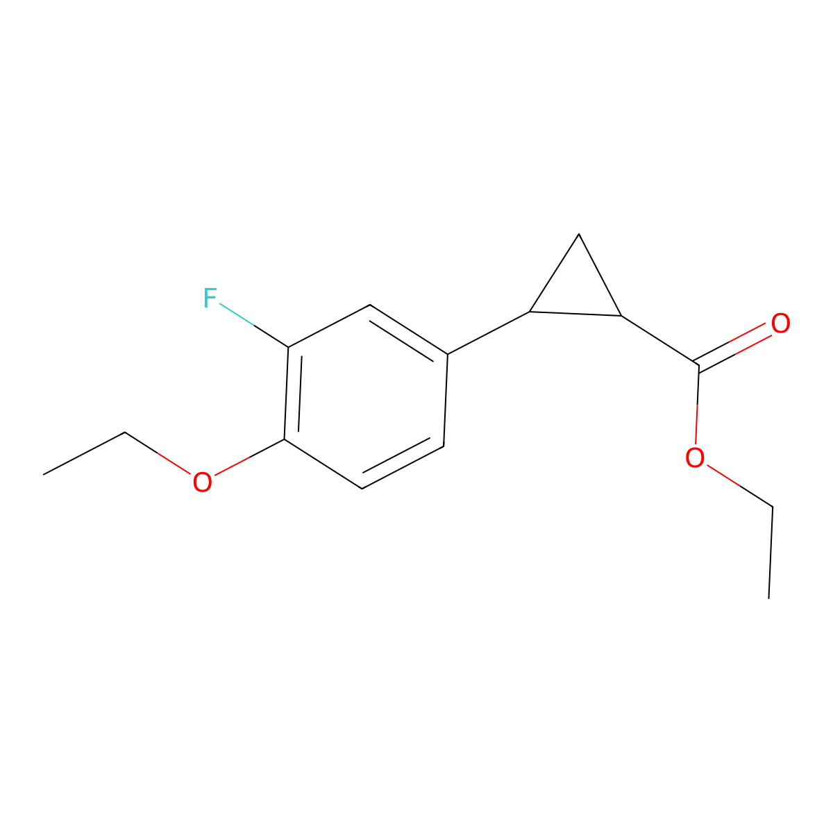 ethyl (1S,2S)-rel-2-(4-ethoxy-3-fluorophenyl)cyclopropane-1-carboxylate molecular structure, CAS 2055840-77-0