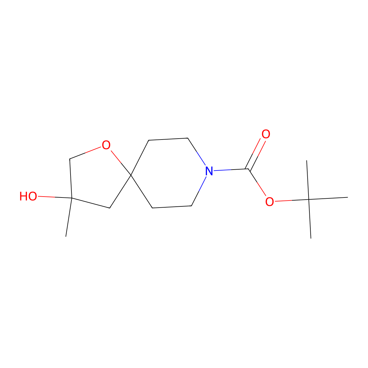 Tert-butyl 3-hydroxy-3-methyl-1-oxa-8-azaspiro[4.5]decane-8-carboxylate molecular structure, CAS 2055840-78-1