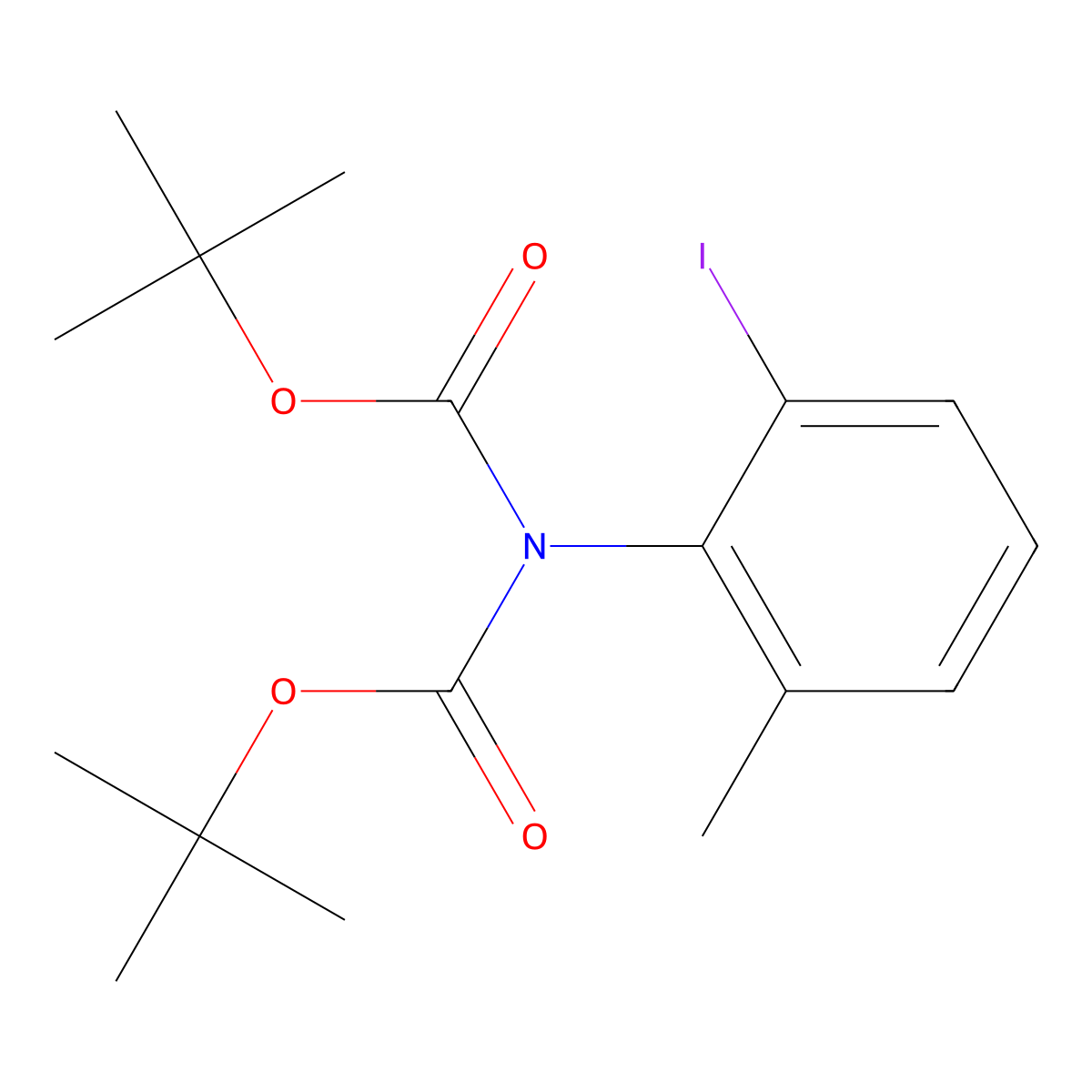 N,N-Bis-boc-2-iodo-6-methyl-phenylamine molecular structure, CAS 2055840-80-5
