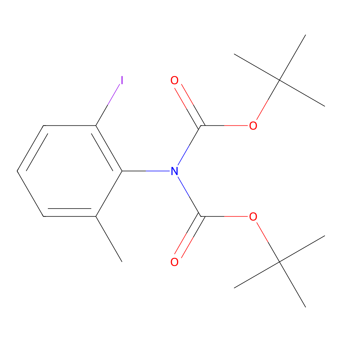 N,N-Bis-boc-2-iodo-6-methyl-phenylamine molecular structure, CAS 2055840-80-5