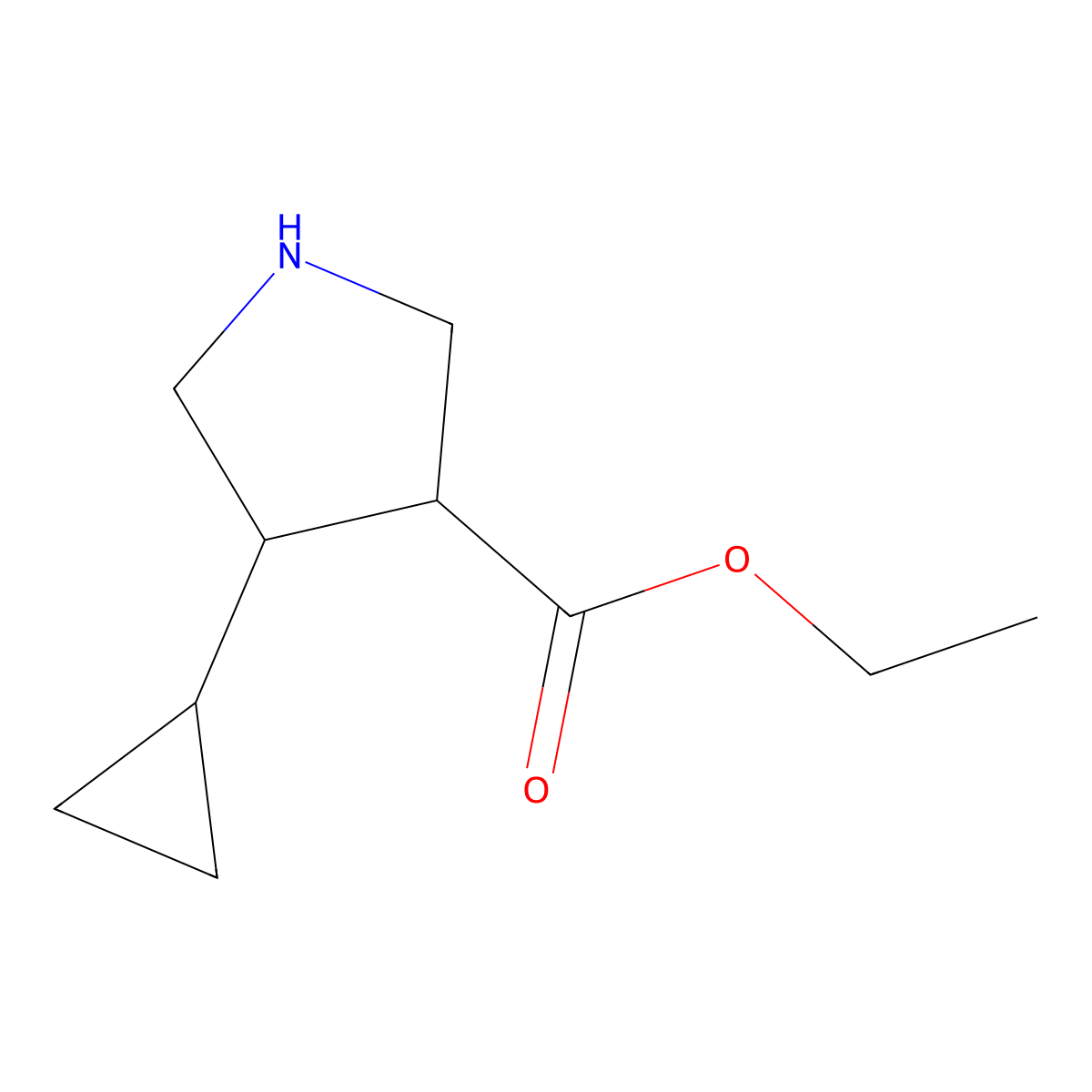 rac-ethyl (3R,4R)-4-cyclopropylpyrrolidine-3-carboxylate molecular structure, CAS 2055840-83-8
