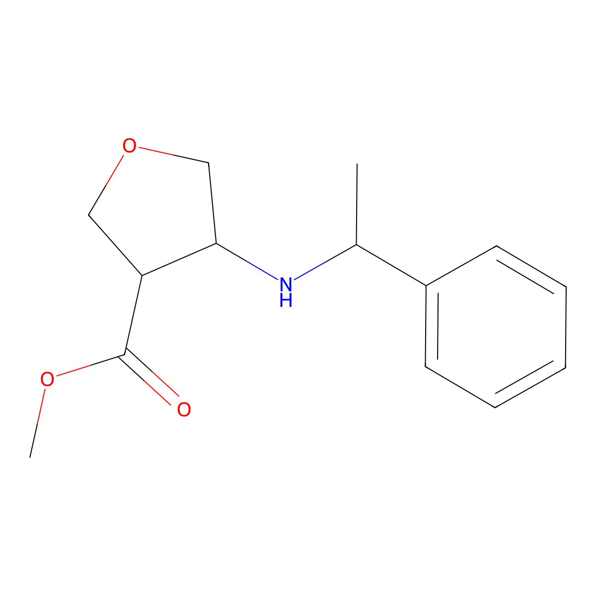 rel-Methyl (3S,4S)-4-{[(1R)-1-phenylethyl]amino}oxolane-3-carboxylate molecular structure, CAS 2055840-97-4
