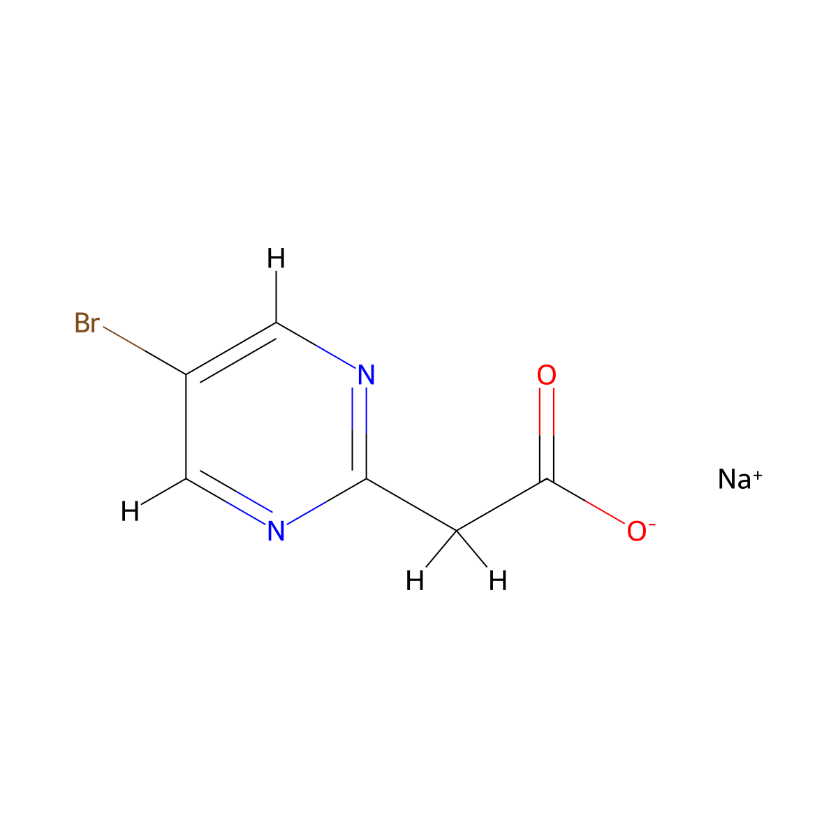 Sodium 2-(5-bromopyrimidin-2-yl)acetate molecular structure, CAS 2055841-00-2