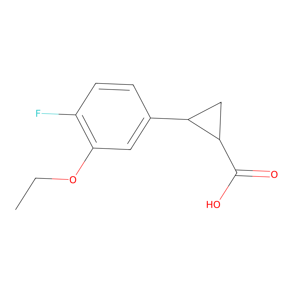(1R,2R)-rel-2-(3-ethoxy-4-fluorophenyl)cyclopropane-1-carboxylic acid molecular structure, CAS 2055841-05-7