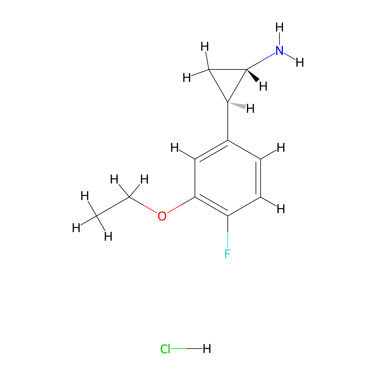 (1S,2R)-rel-2-(3-ethoxy-4-fluorophenyl)cyclopropan-1-amine hydrochloride molecular structure, CAS 2055841-10-4