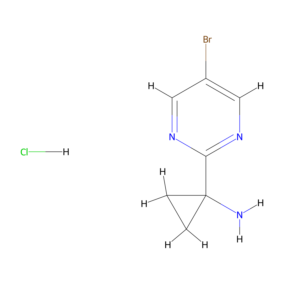 1-(5-Bromopyrimidin-2-yl)cyclopropan-1-amine hydrochloride molecular structure, CAS 2055841-13-7