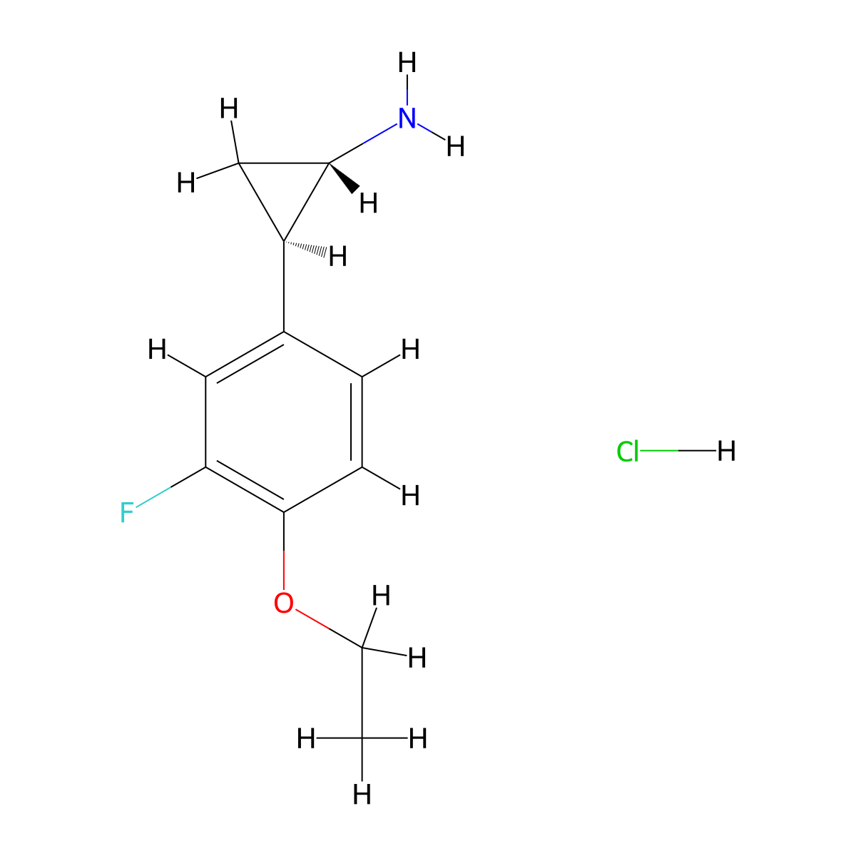 (1S,2R)-rel-2-(4-ethoxy-3-fluorophenyl)cyclopropan-1-amine hydrochloride molecular structure, CAS 2055841-15-9