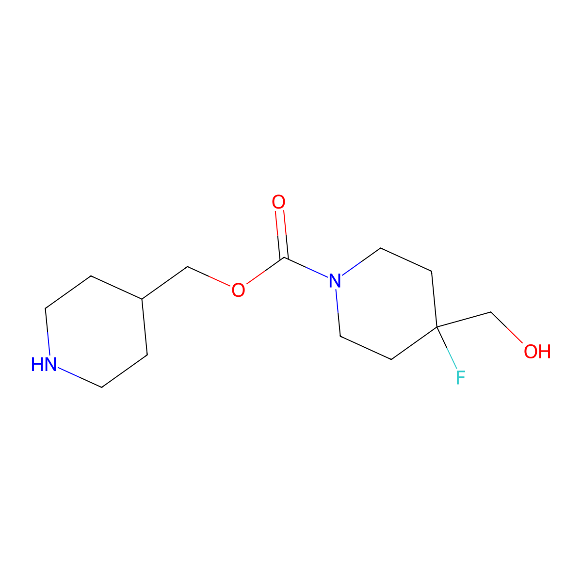4-Piperidylmethyl 4-fluoro-4-(hydroxymethyl)piperidine-1-carboxylate molecular structure, CAS 2055841-22-8