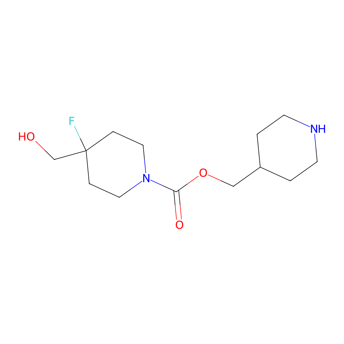 4-Piperidylmethyl 4-fluoro-4-(hydroxymethyl)piperidine-1-carboxylate molecular structure, CAS 2055841-22-8