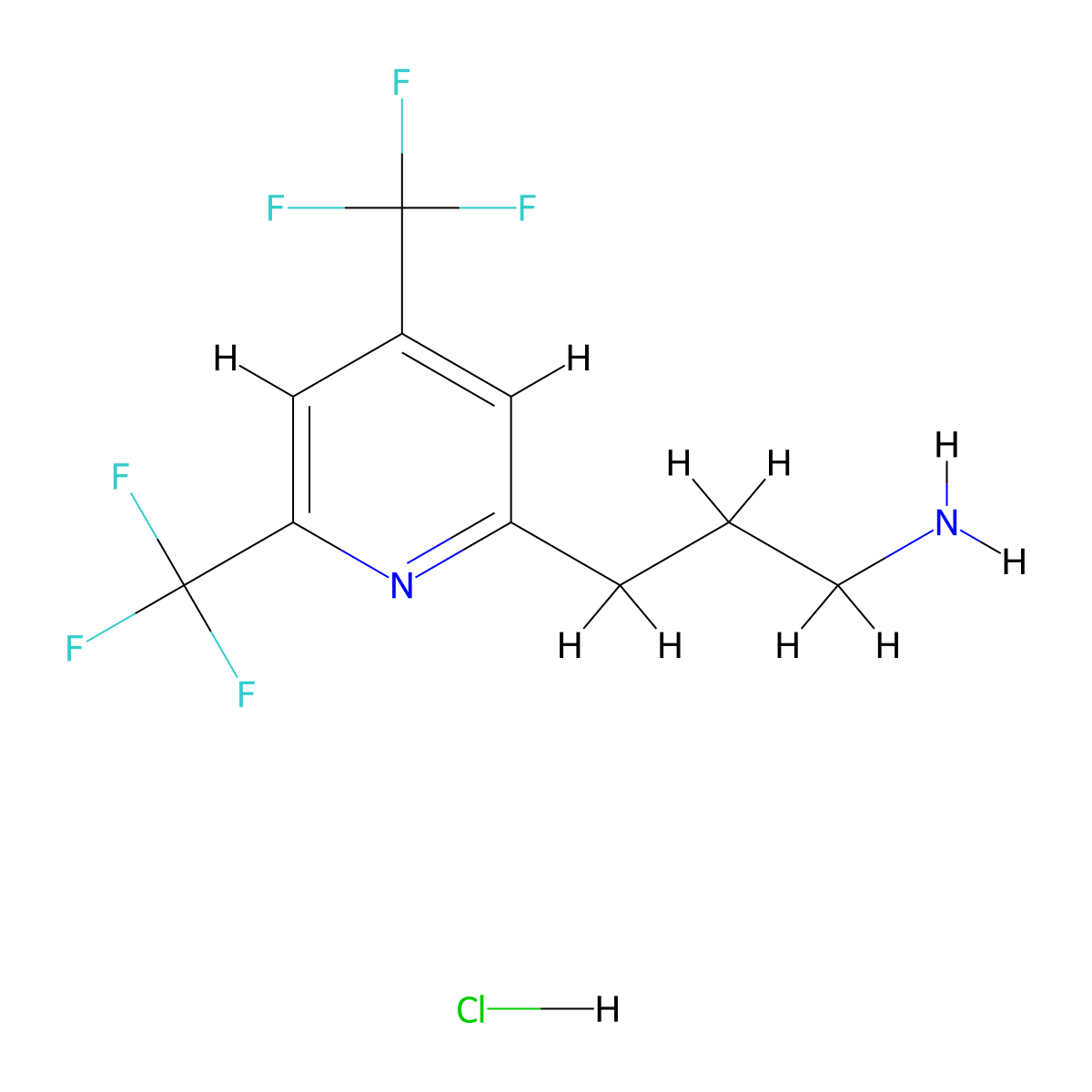 3-(4,6-Bis(trifluoromethyl)pyridin-2-YL)propan-1-amine hcl molecular structure, CAS 2055841-24-0