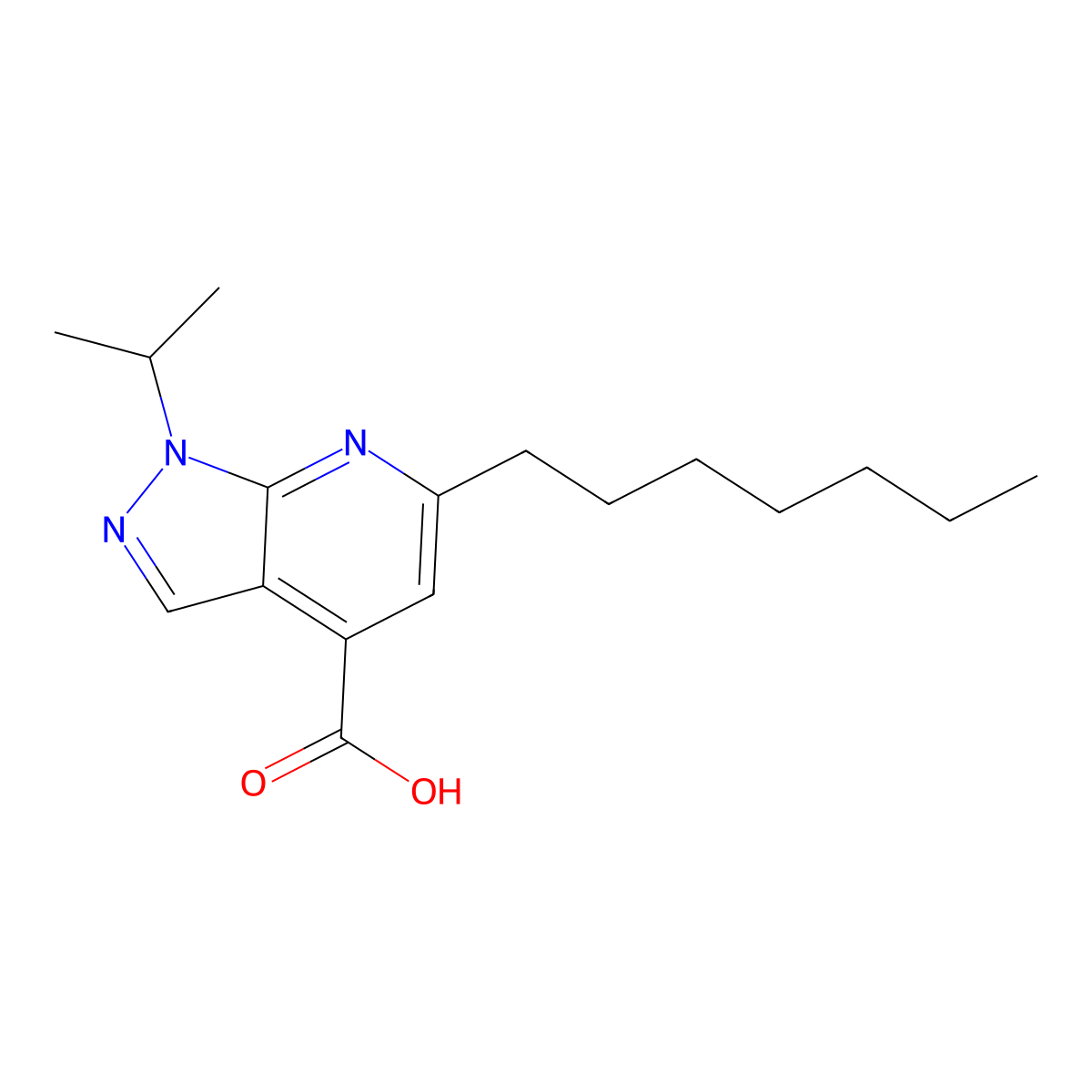 6-Heptyl-1-isopropyl-1H-pyrazolo[3,4-b]pyridine-4-carboxylic acid molecular structure, CAS 2055841-36-4
