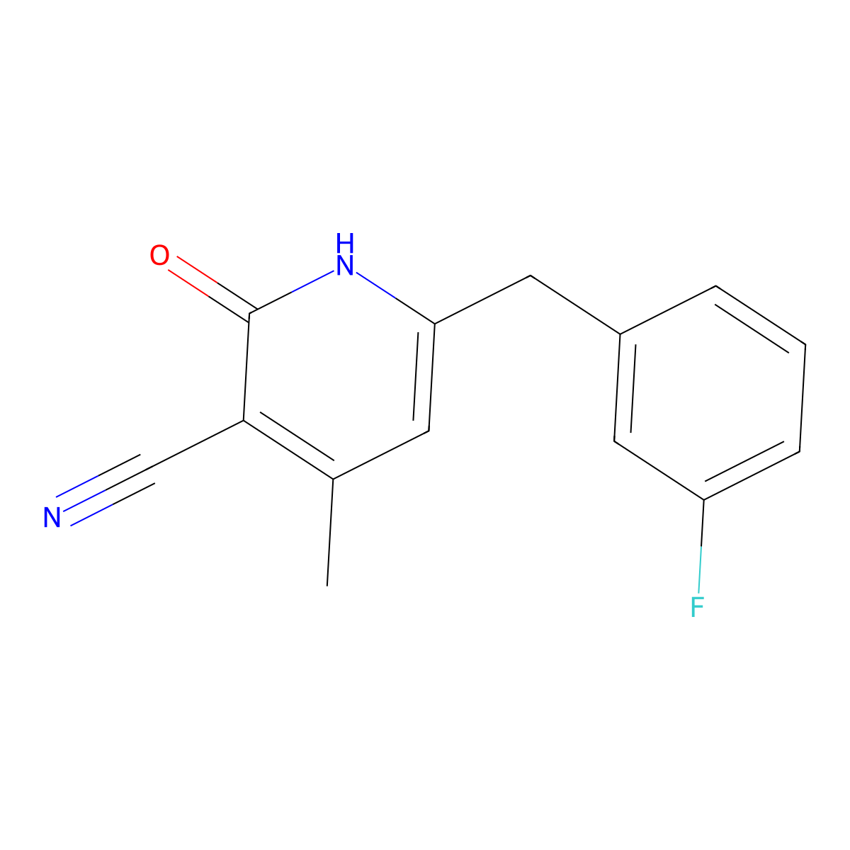 6-(3-Fluorobenzyl)-4-methyl-2-oxo-1,2-dihydropyridine-3-carbonitrile molecular structure, CAS 2055841-39-7