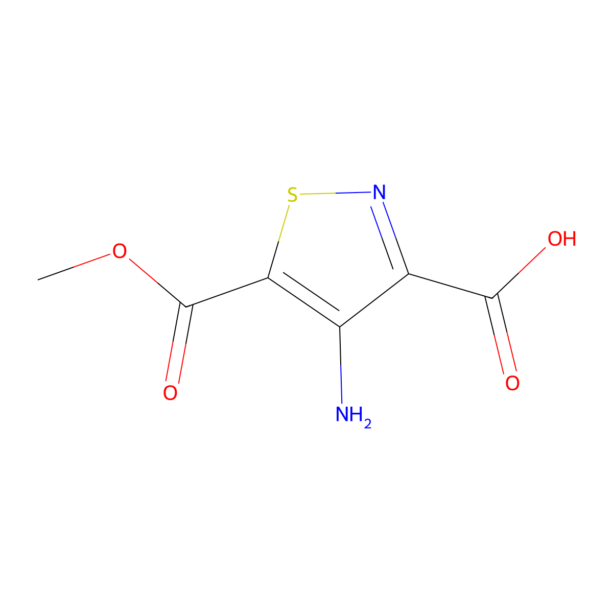 4-Amino-5-(methoxycarbonyl)-1,2-thiazole-3-carboxylic acid molecular structure, CAS 2055841-46-6