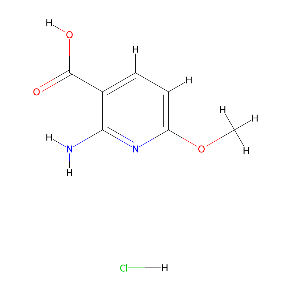 2-Amino-6-methoxynicotinic acid HCl molecular structure, CAS 2055841-47-7