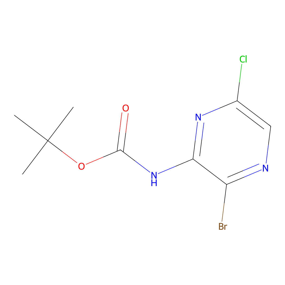 tert-Butyl (3-bromo-6-chloropyrazin-2-yl)carbamate molecular structure, CAS 2055841-52-4