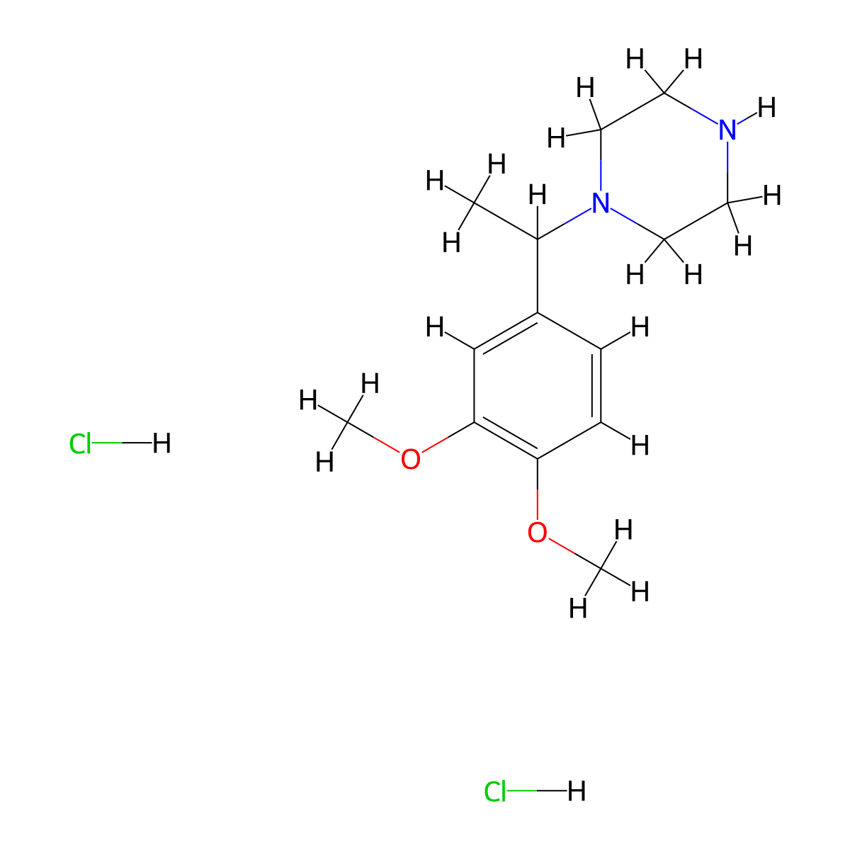 1-(1-(3,4-Dimethoxyphenyl)ethyl)piperazine 2hcl molecular structure, CAS 2055841-75-1